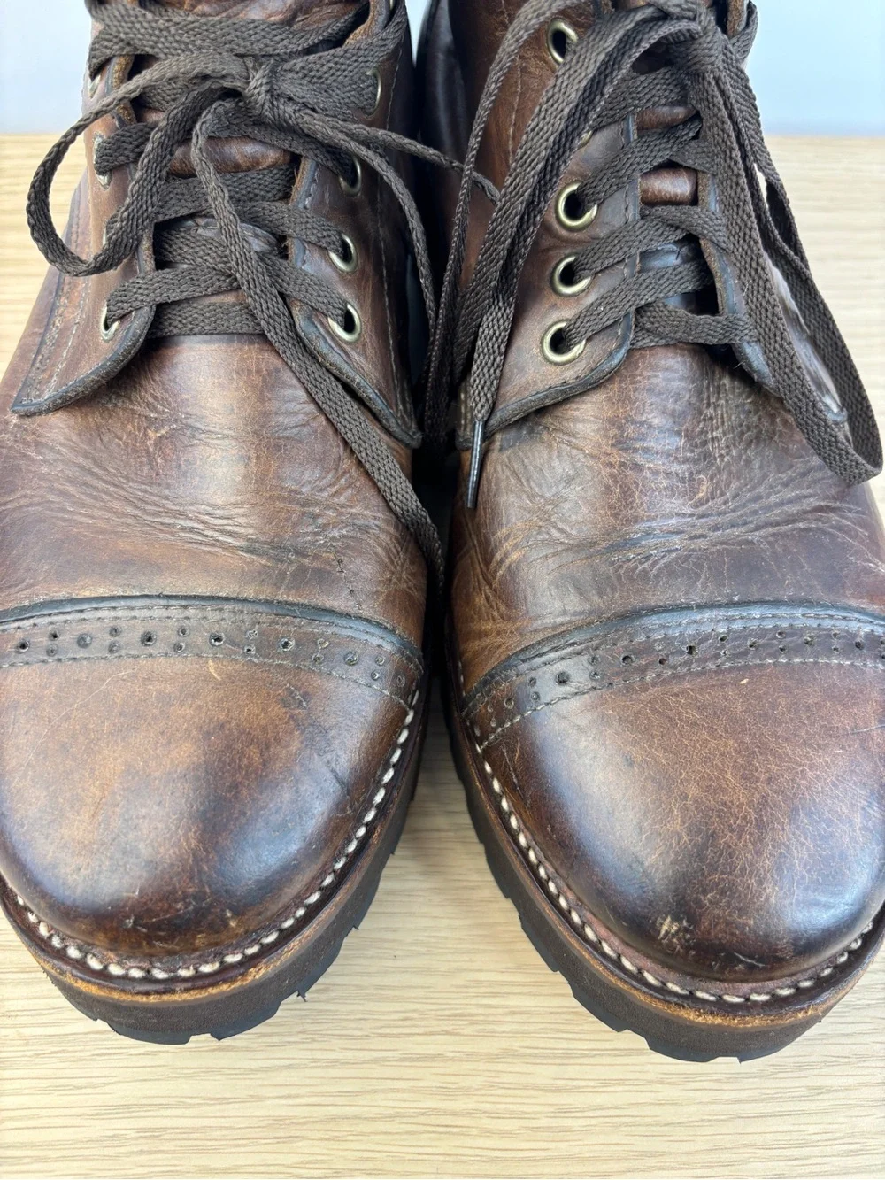 Jim Green 719 Men's 8-8.5 Brown Durable Leather Lace-Up Work Boots
